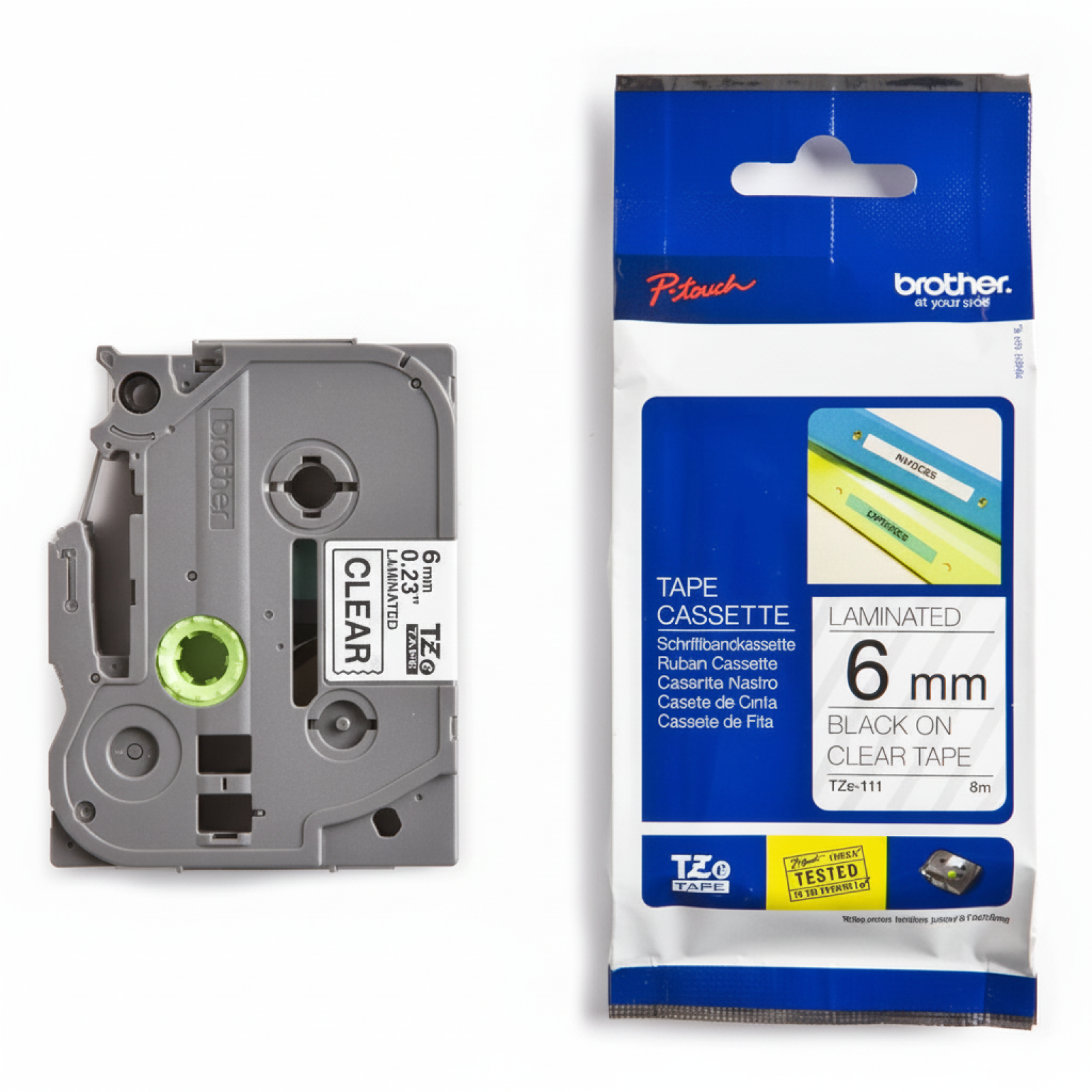 Taśma Oryginalna Brother TZe-211 (TZE211) (Biały) (6 mm, 8 m, Biała)