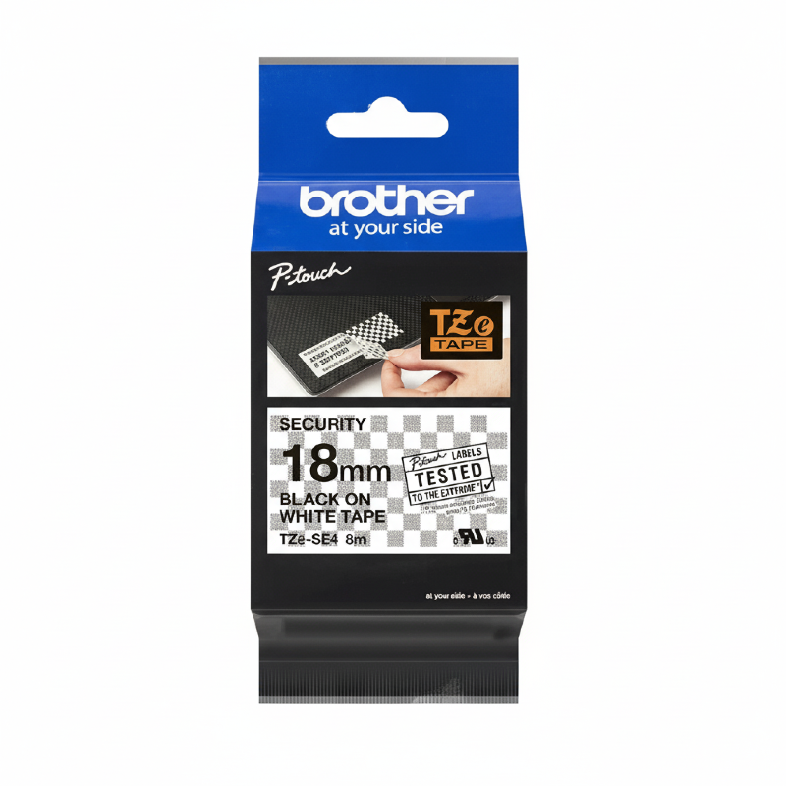 Taśma Oryginalna Brother TZe-SE4 (TZESE4) (Biały) (18 mm, 8 m, Biała)