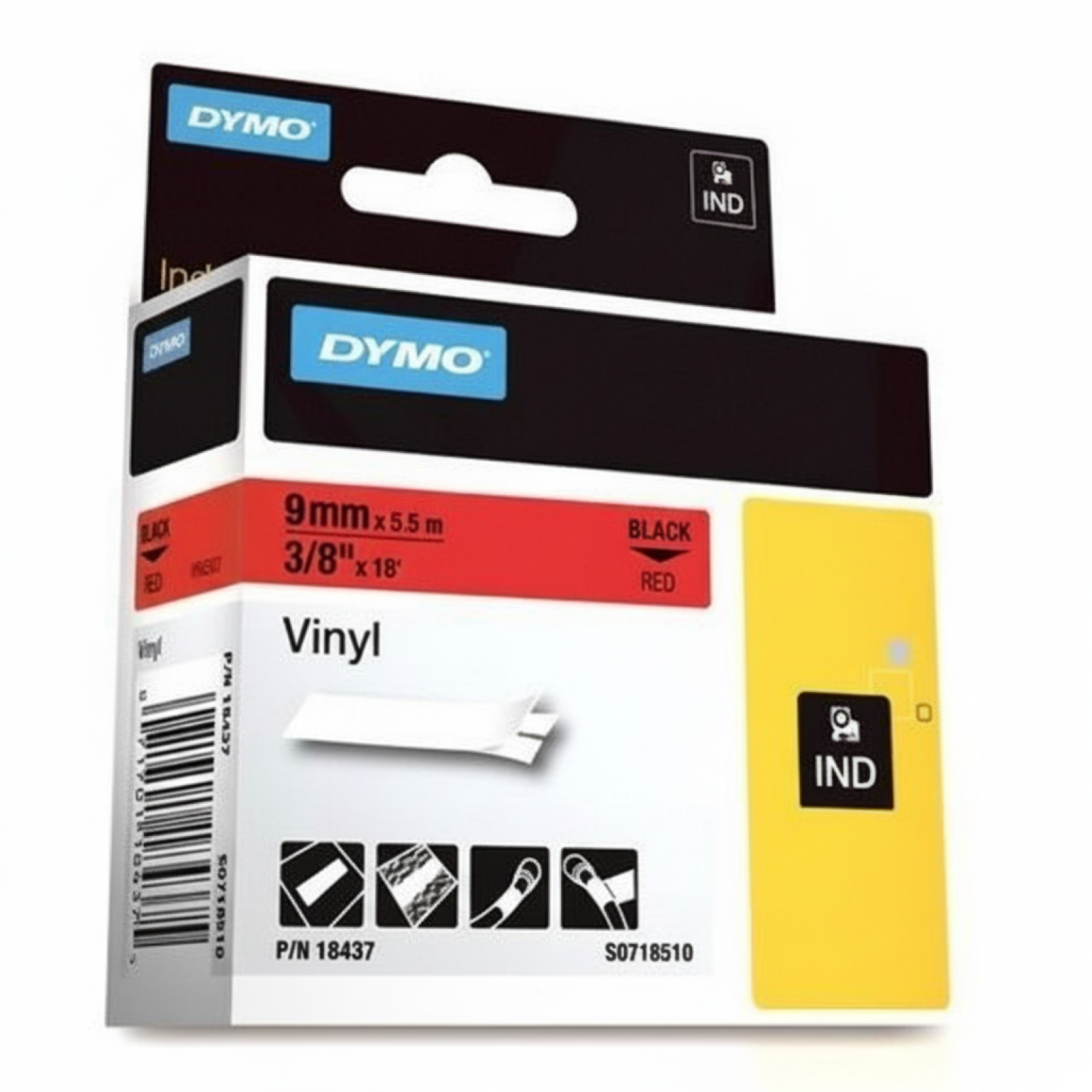 Taśma Oryginalna DYMO 18437 (18437) (Czerwony) (9 mm, 5,5 m, Czerwona)