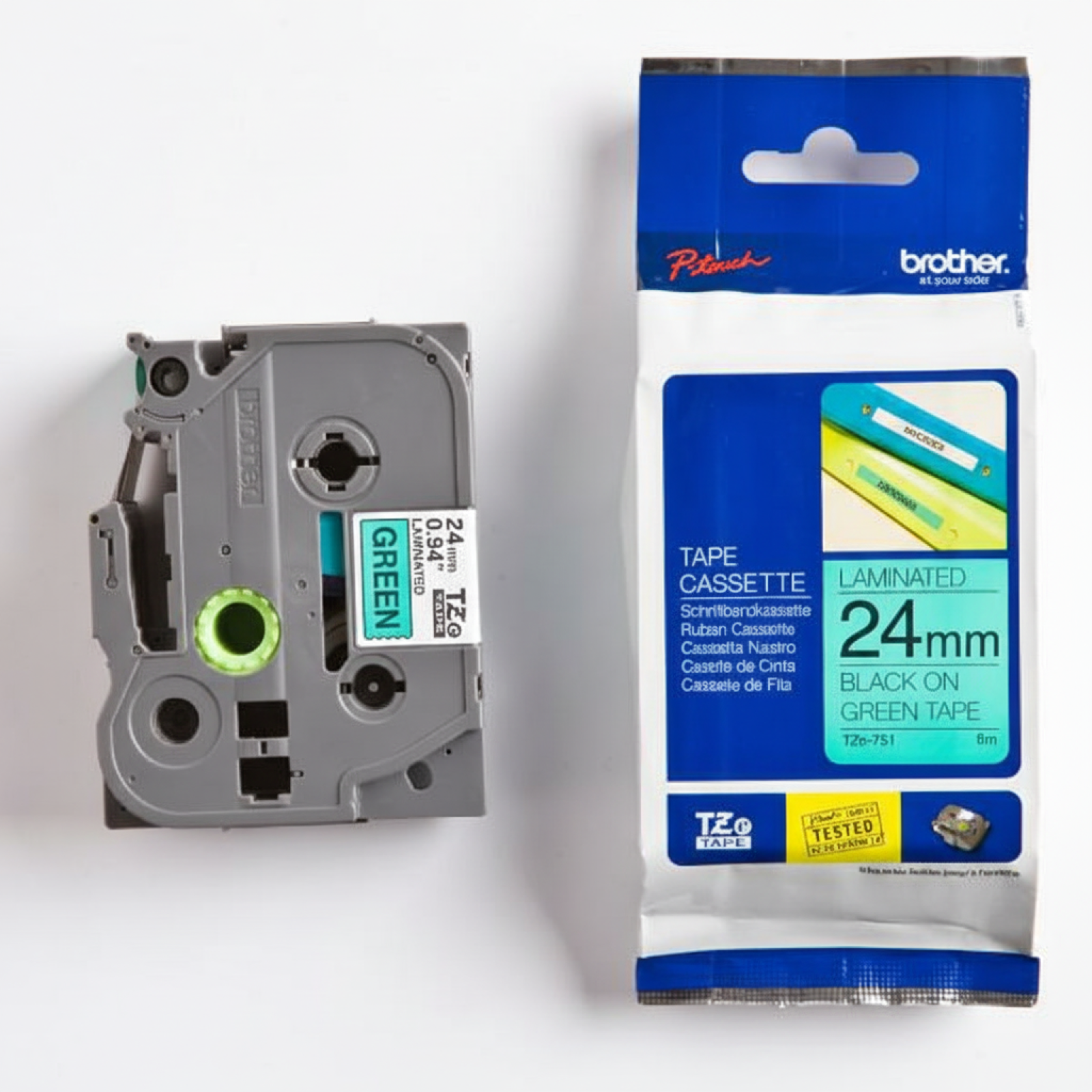 Taśma Oryginalna Brother TZe-751 (TZe751) (Zielony) (24 mm, 8 m, Zielona)