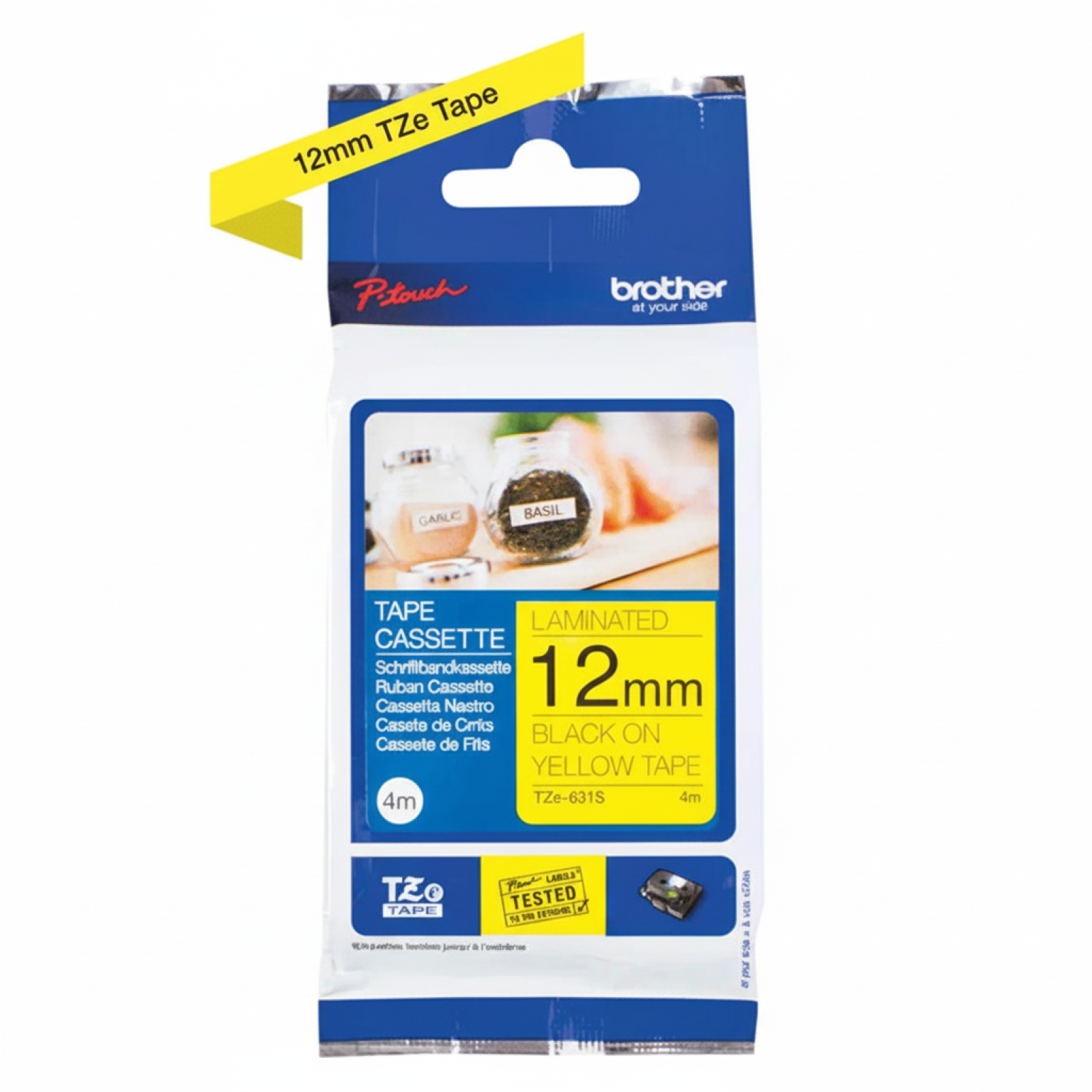 Taśma Oryginalna Brother TZe-631S (TZe631S) (Żółty) (12 mm, 4 m, Żółta)