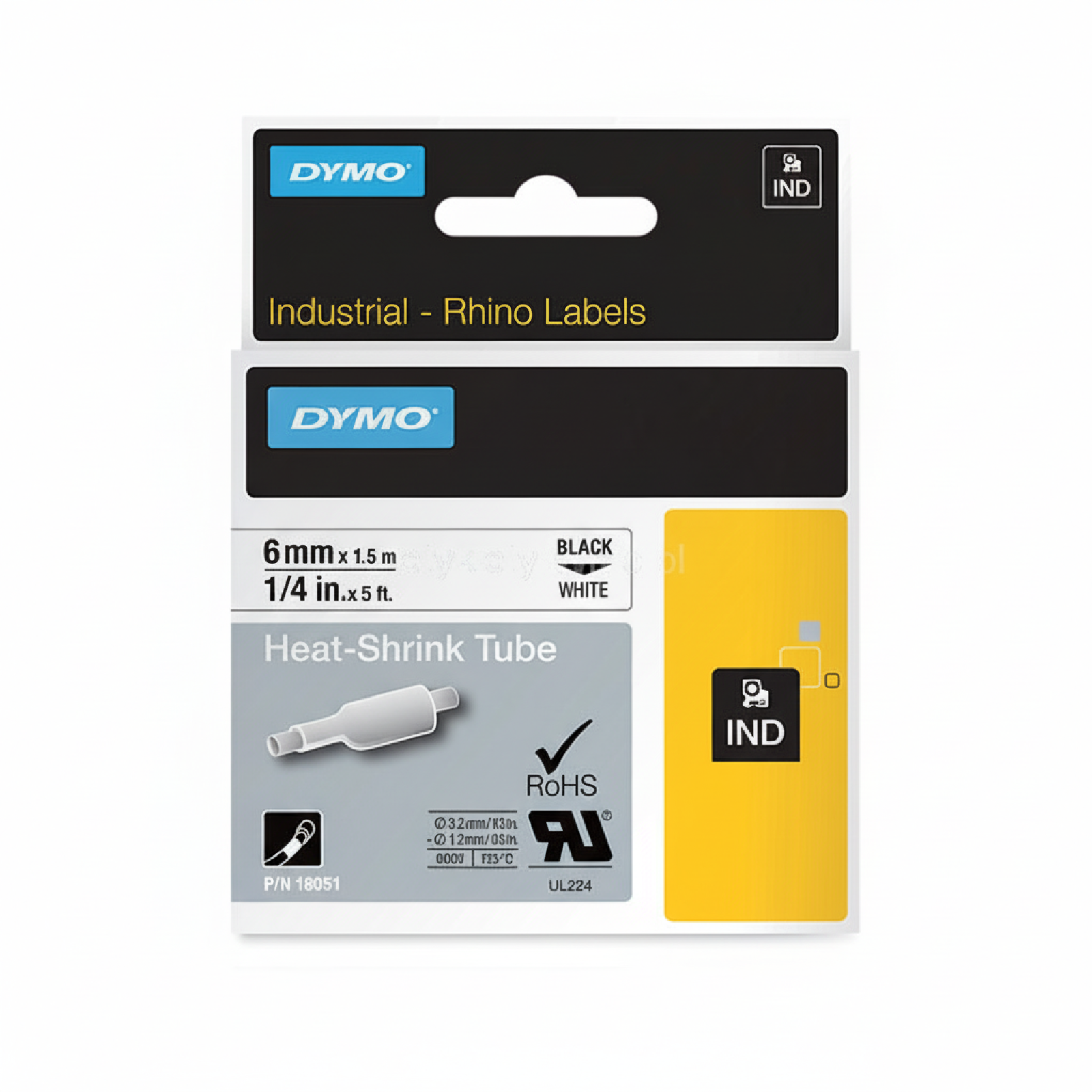 Rurka Termokurczliwa Oryginalna DYMO 18051 (18051) (Biały) (Biała, 6 mm, 1,5 m)