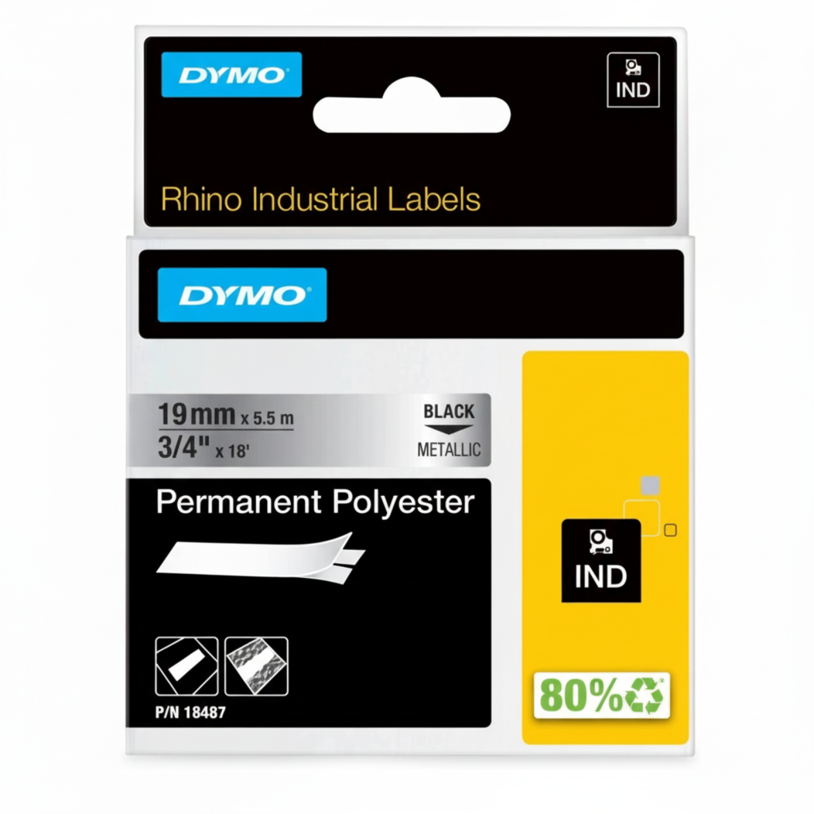 Taśma Oryginalna DYMO 18487 (18487) (Srebrny) (19 mm, 5,5 m, Srebrna)