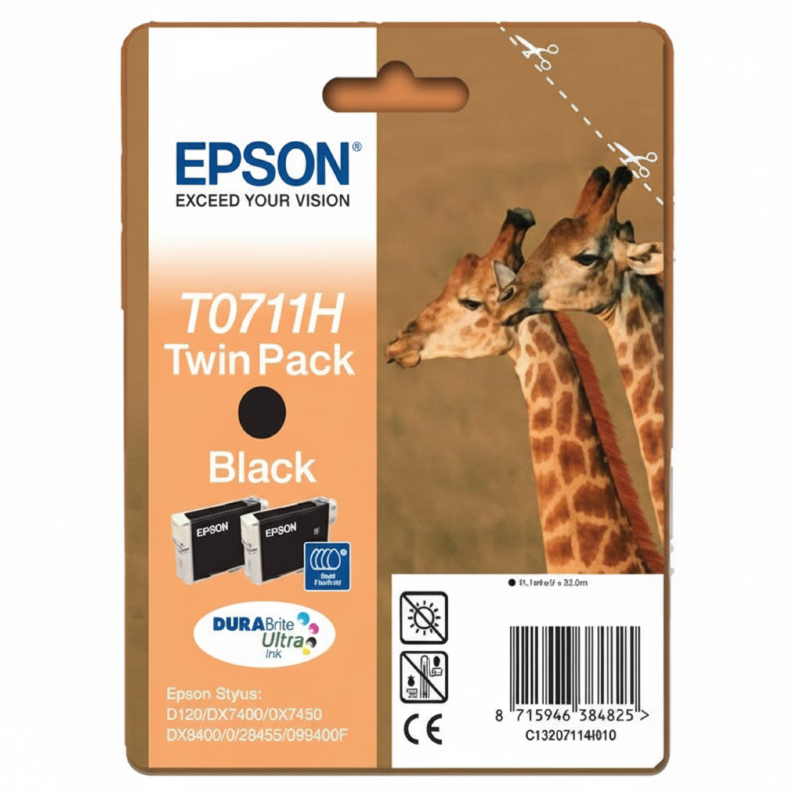Tusze Oryginalne Epson T0711 (C13T0711H4010) (Czarne) (dwupak)