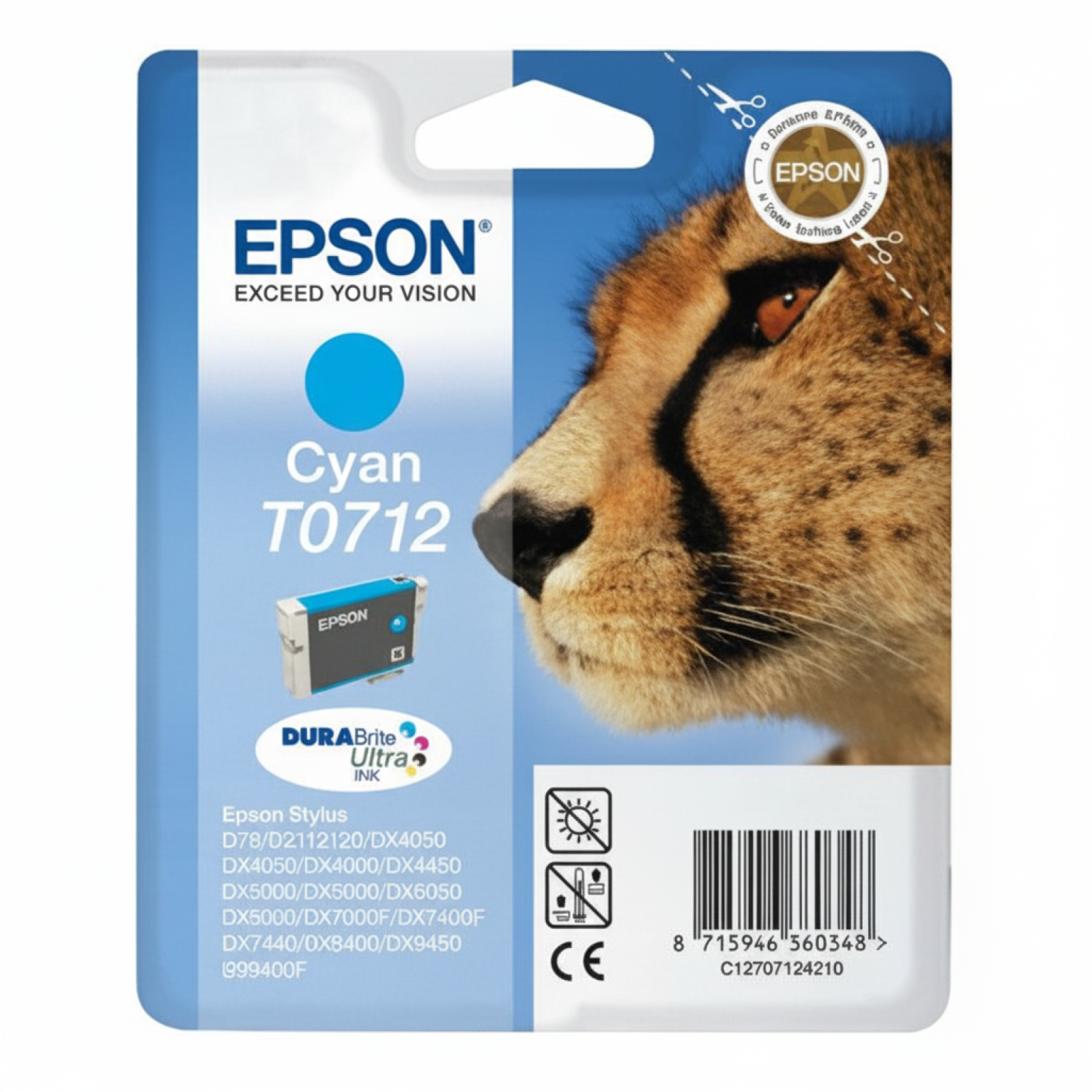 Tusz Oryginalny Epson T0712 (C13T07124010) (Błękitny)