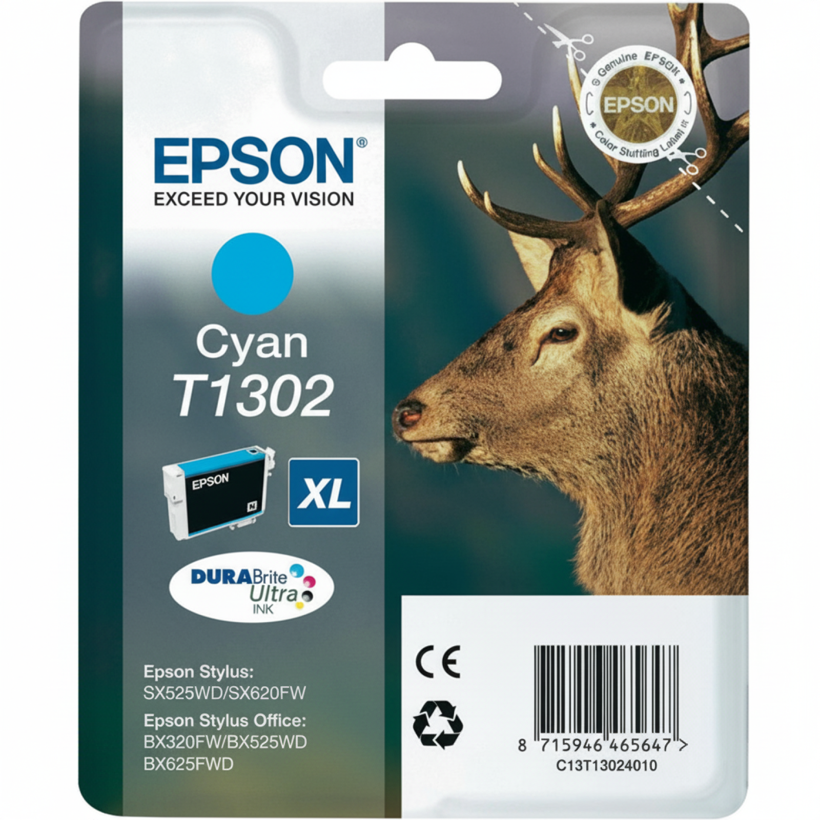Tusz Oryginalny Epson T1302 (C13T13024010) (Błękitny)