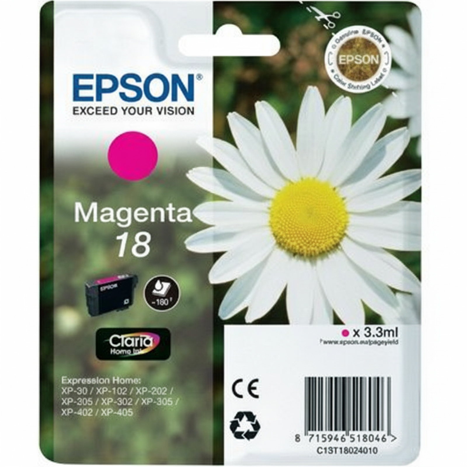 Tusz Oryginalny Epson T1803 (C13T18034010) (Purpurowy)