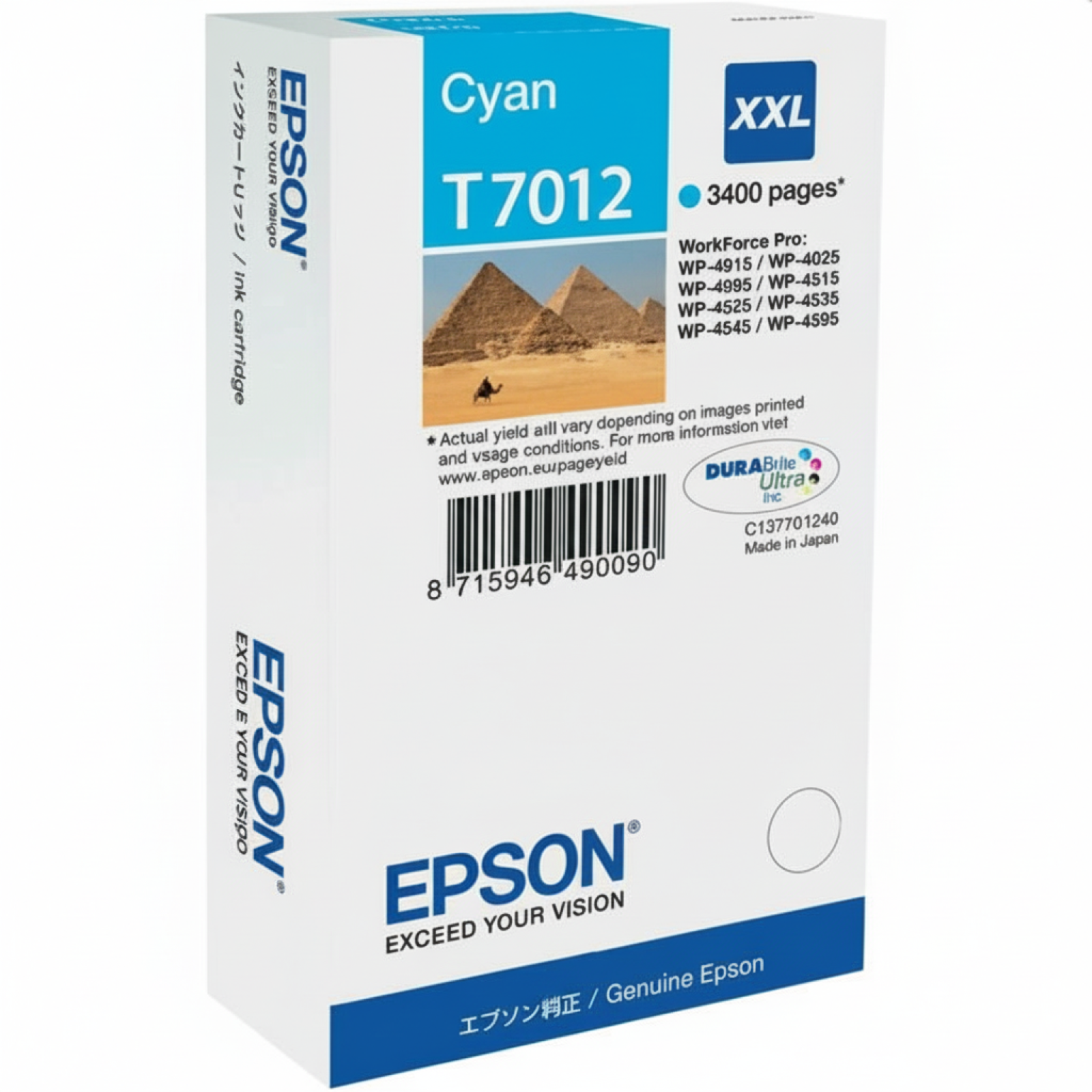 Tusz Oryginalny Epson T7012 (C13T70124010) (Błękitny)