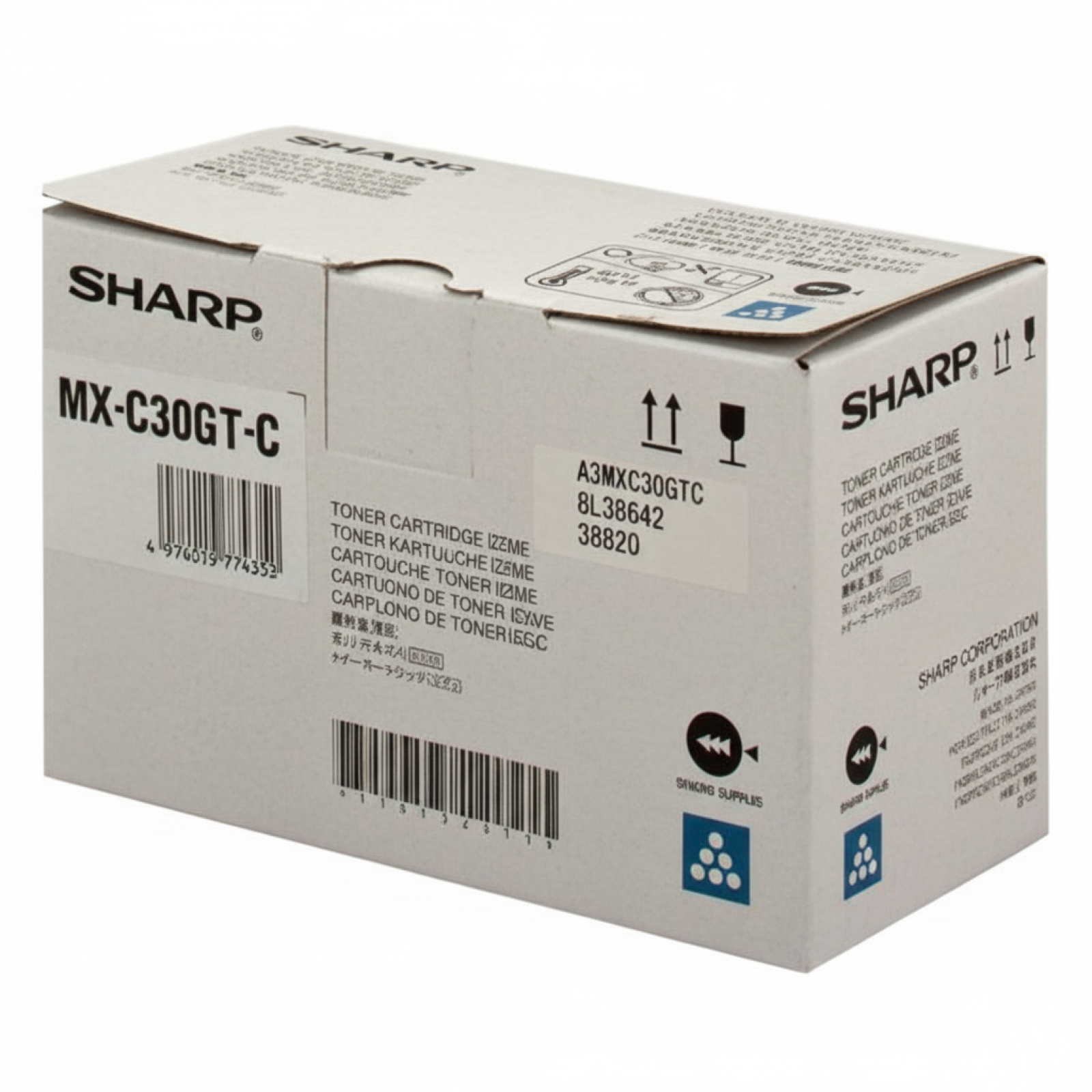 Toner Oryginalny Sharp MX-C30GTC (MX-C30GTC) (Błękitny)