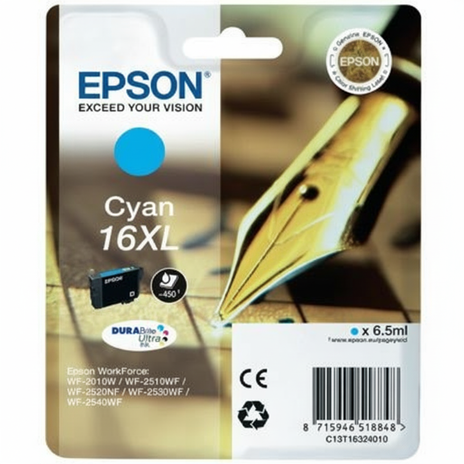 Tusz Oryginalny Epson T1632 (16XL) (C13T16324010) (Błękitny)