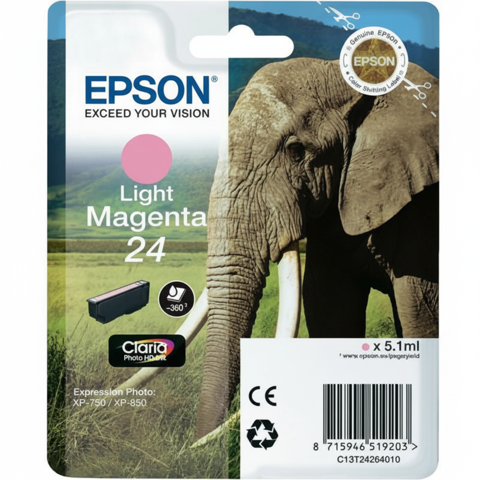 Tusz Oryginalny Epson T2426 (C13T24264010) (Jasny purpurowy)