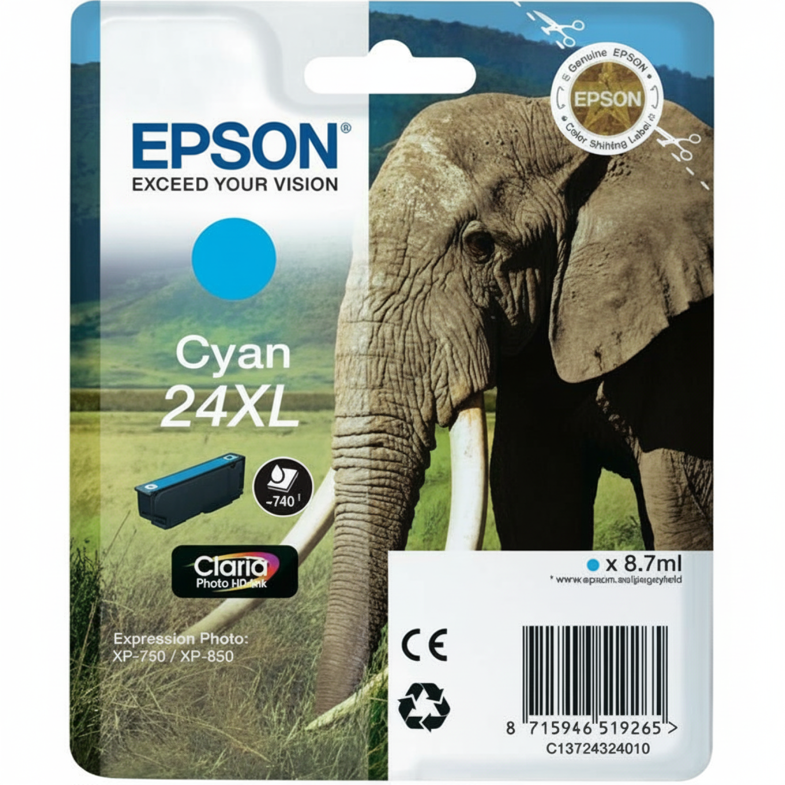Tusz Oryginalny Epson T2432 (C13T24324010) (Błękitny)
