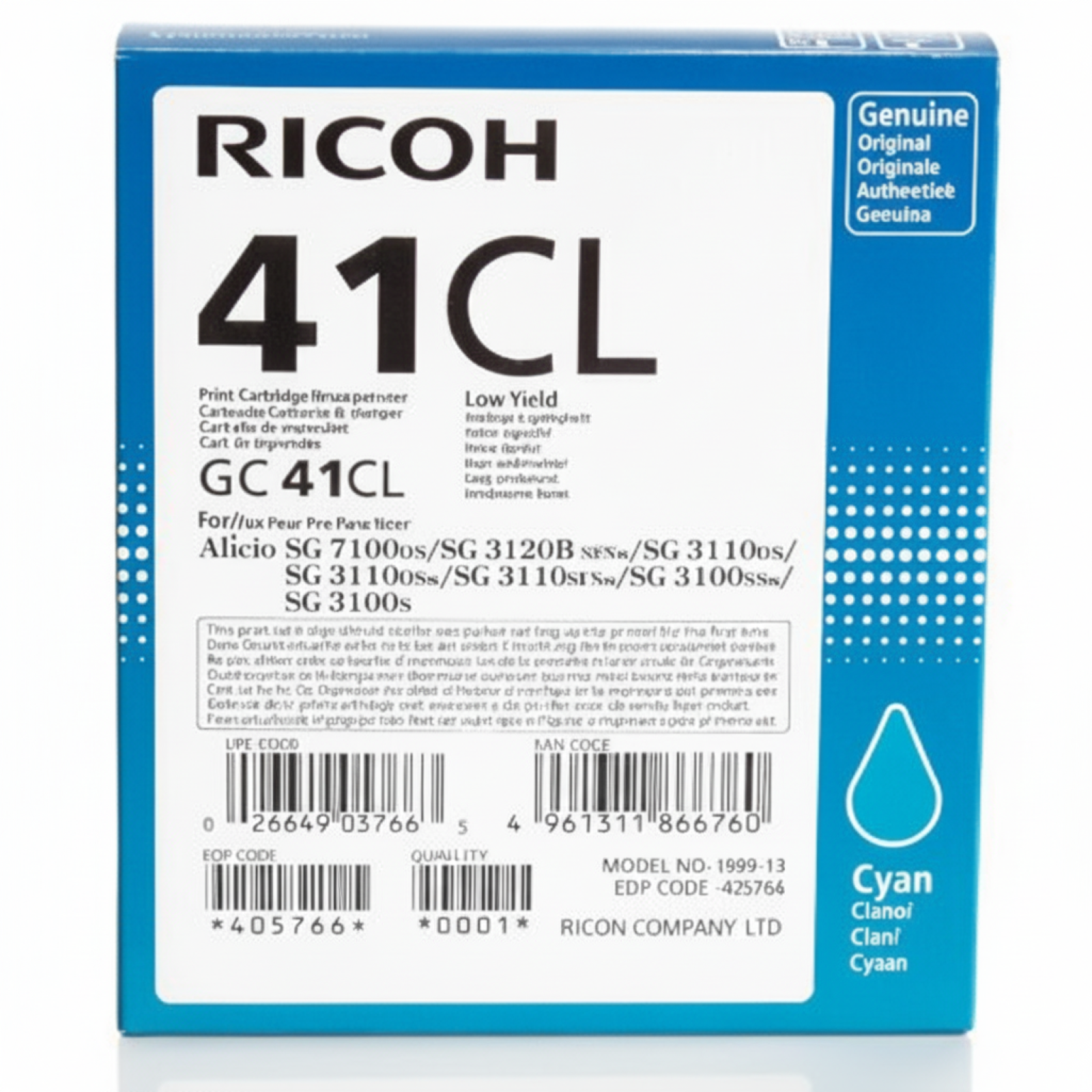 Tusz Oryginalny Ricoh GC-41CL (405766) (Błękitny)