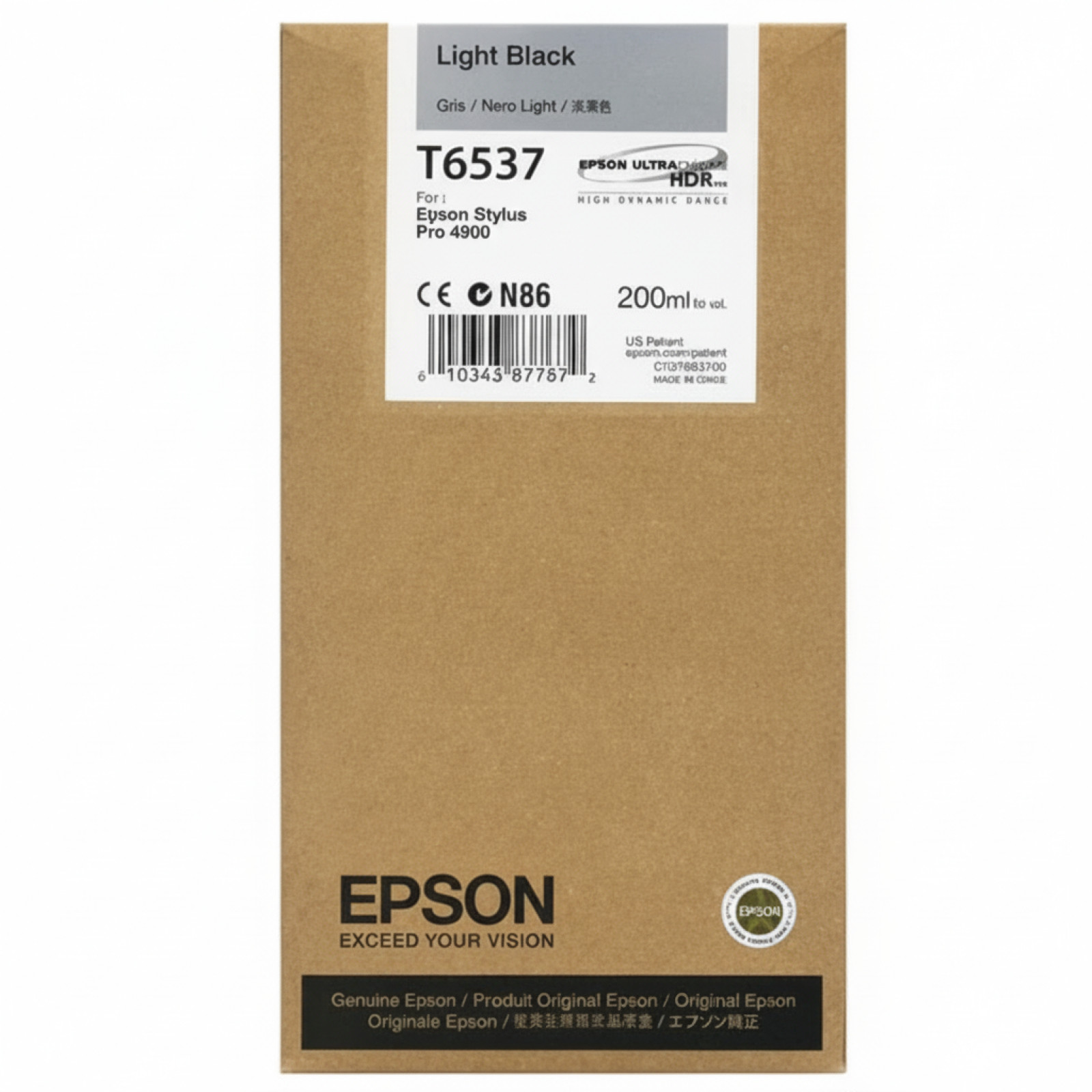 Tusz Oryginalny Epson T6537 (C13T653700) (Jasny czarny)
