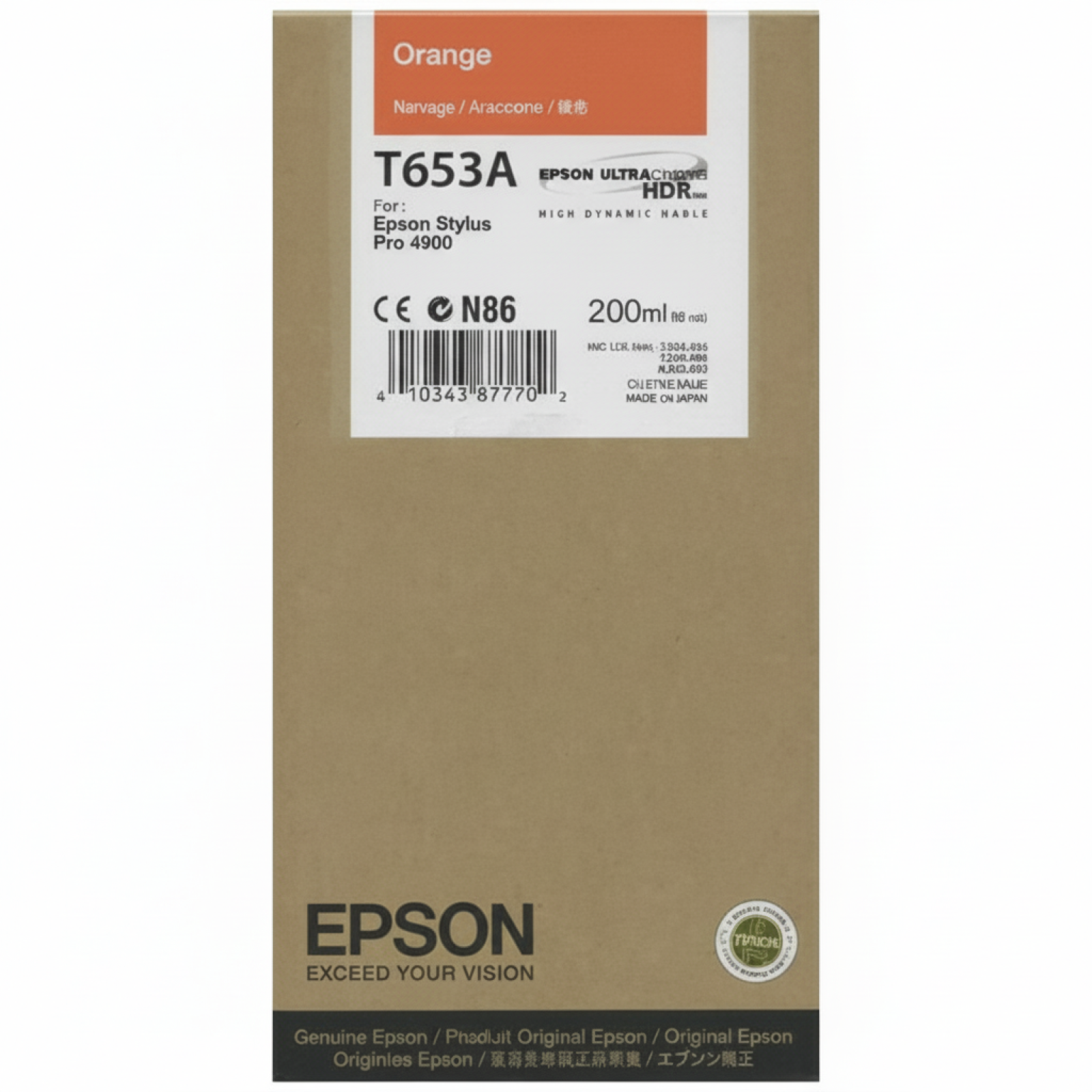 Tusz Oryginalny Epson T653A (C13T653A00) (Pomarańczowy)