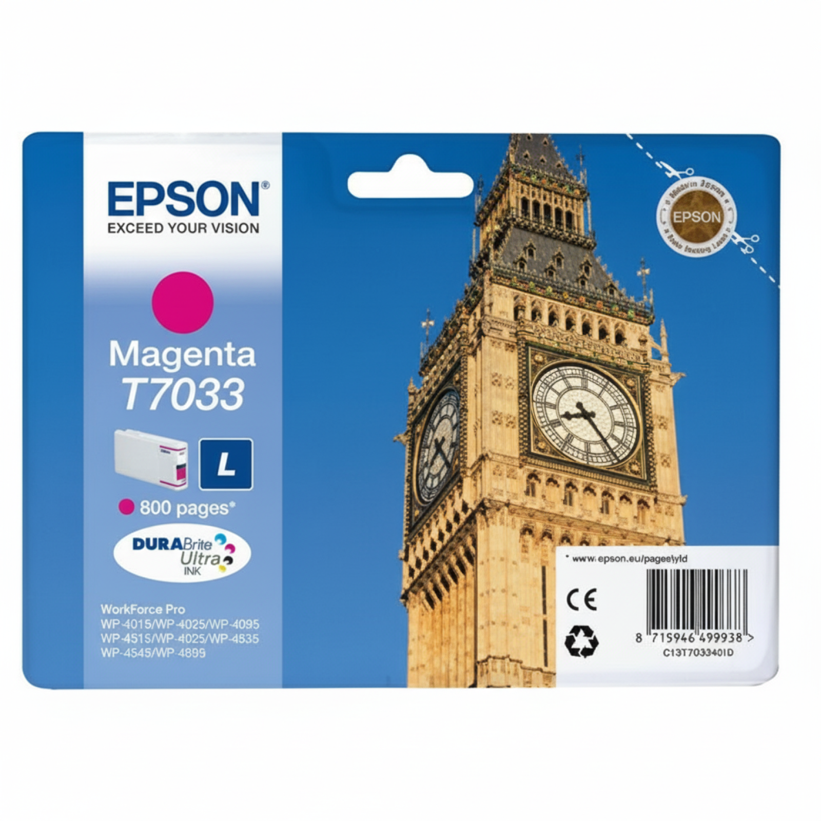 Tusz Oryginalny Epson T7033 (C13T70334010) (Purpurowy)