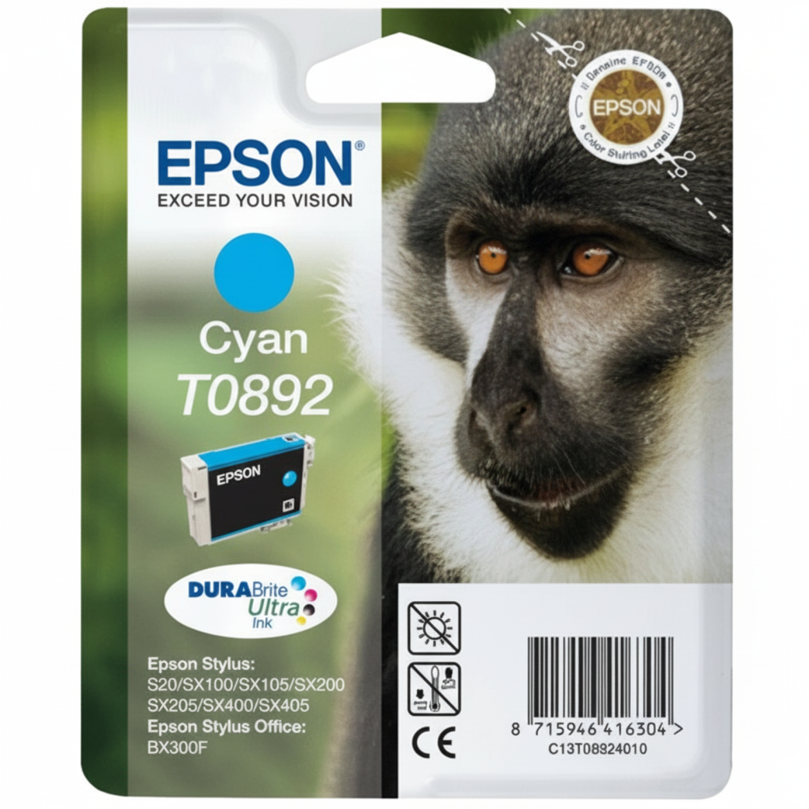 Tusz Oryginalny Epson T0892 (C13T08924011) (Błękitny)
