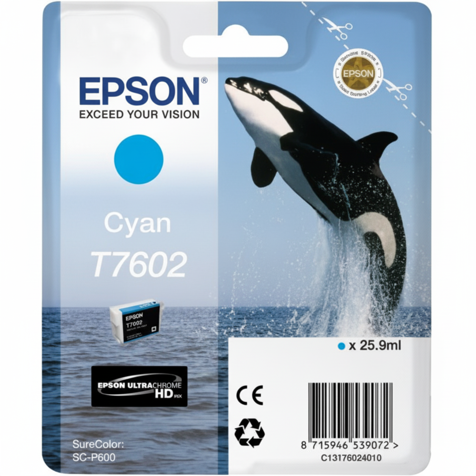 Tusz Oryginalny Epson T7602 (C13T76024010) (Błękitny)