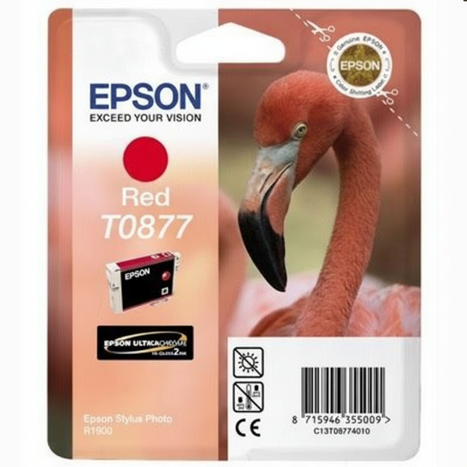 Tusz Oryginalny Epson T0877 (C13T08774010) (Czerwony)