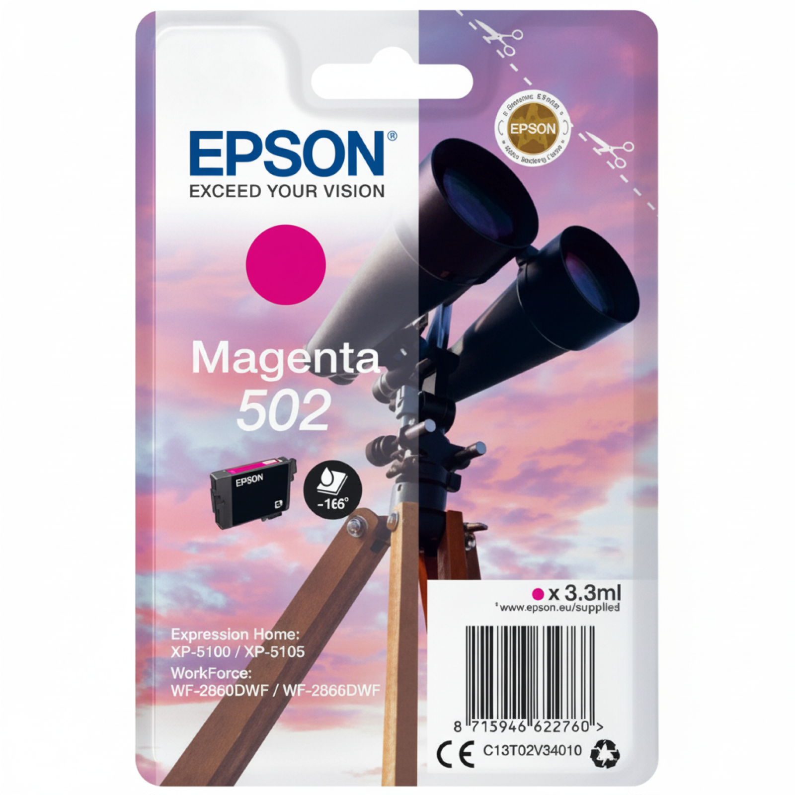 Tusz Oryginalny Epson 502 (C13T02V34010) (Purpurowy)