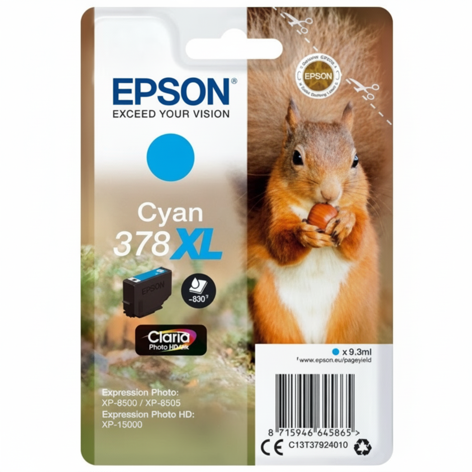 Tusz Oryginalny Epson 378 XL (C13T37924010) (Błękitny)