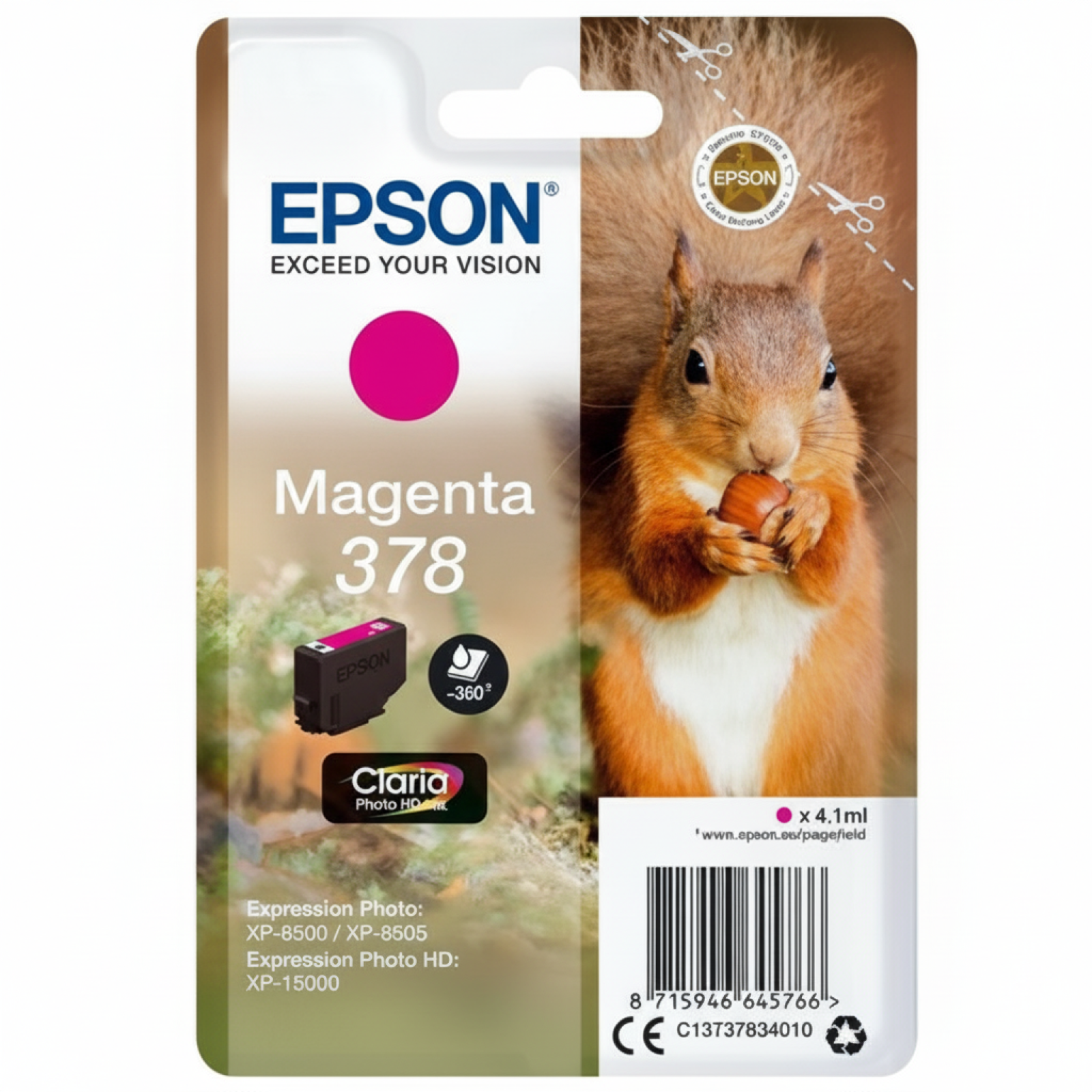 Tusz Oryginalny Epson 378 (C13T37834010) (Purpurowy)