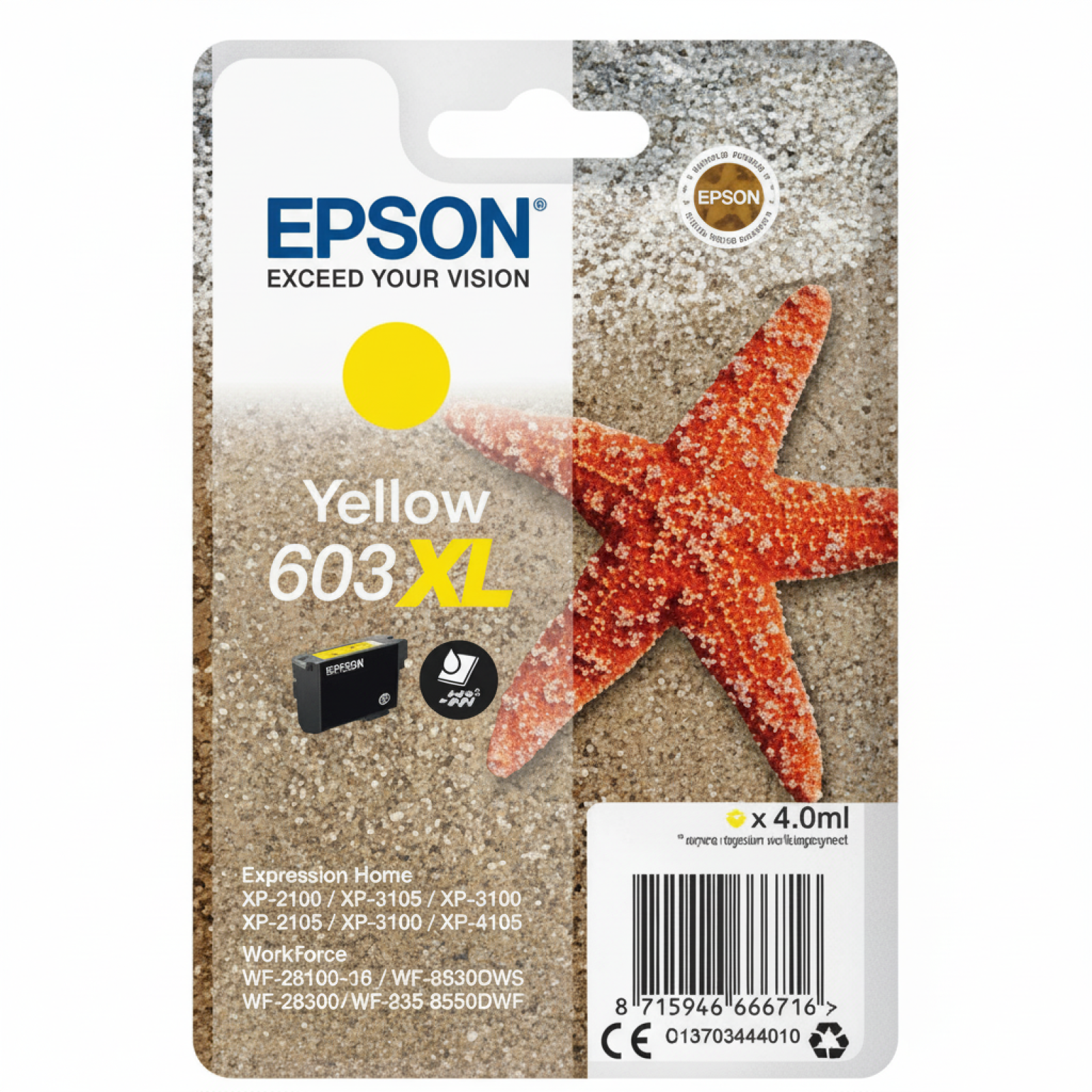 Tusz Oryginalny Epson 603 XL (C13T03A44010) (Żółty)