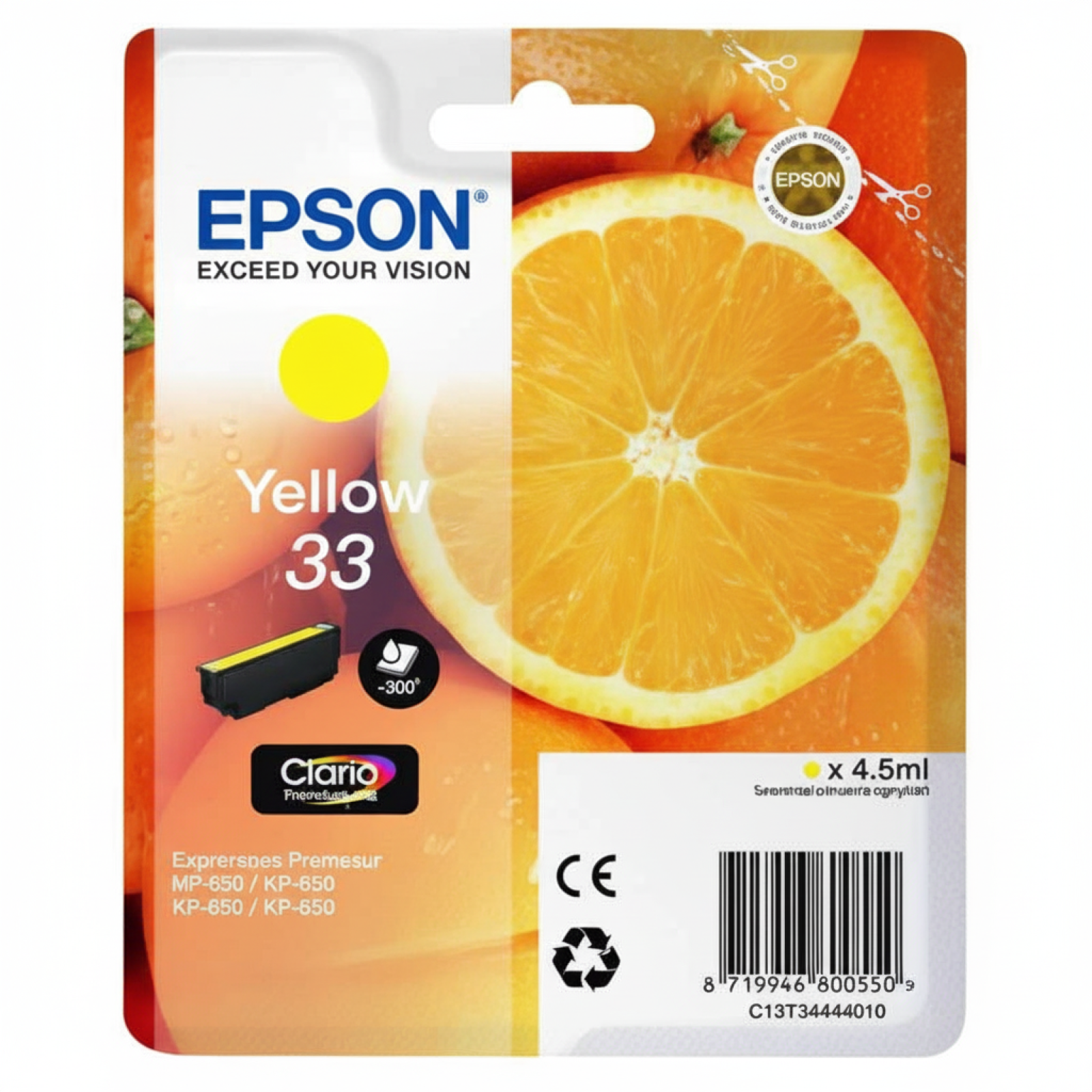 Tusz Oryginalny Epson T3344 (C13T33444012) (Żółty)