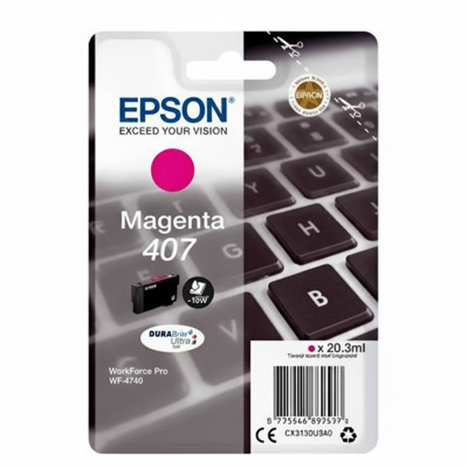 Tusz Oryginalny Epson 407 (C13T07U340) (Purpurowy)