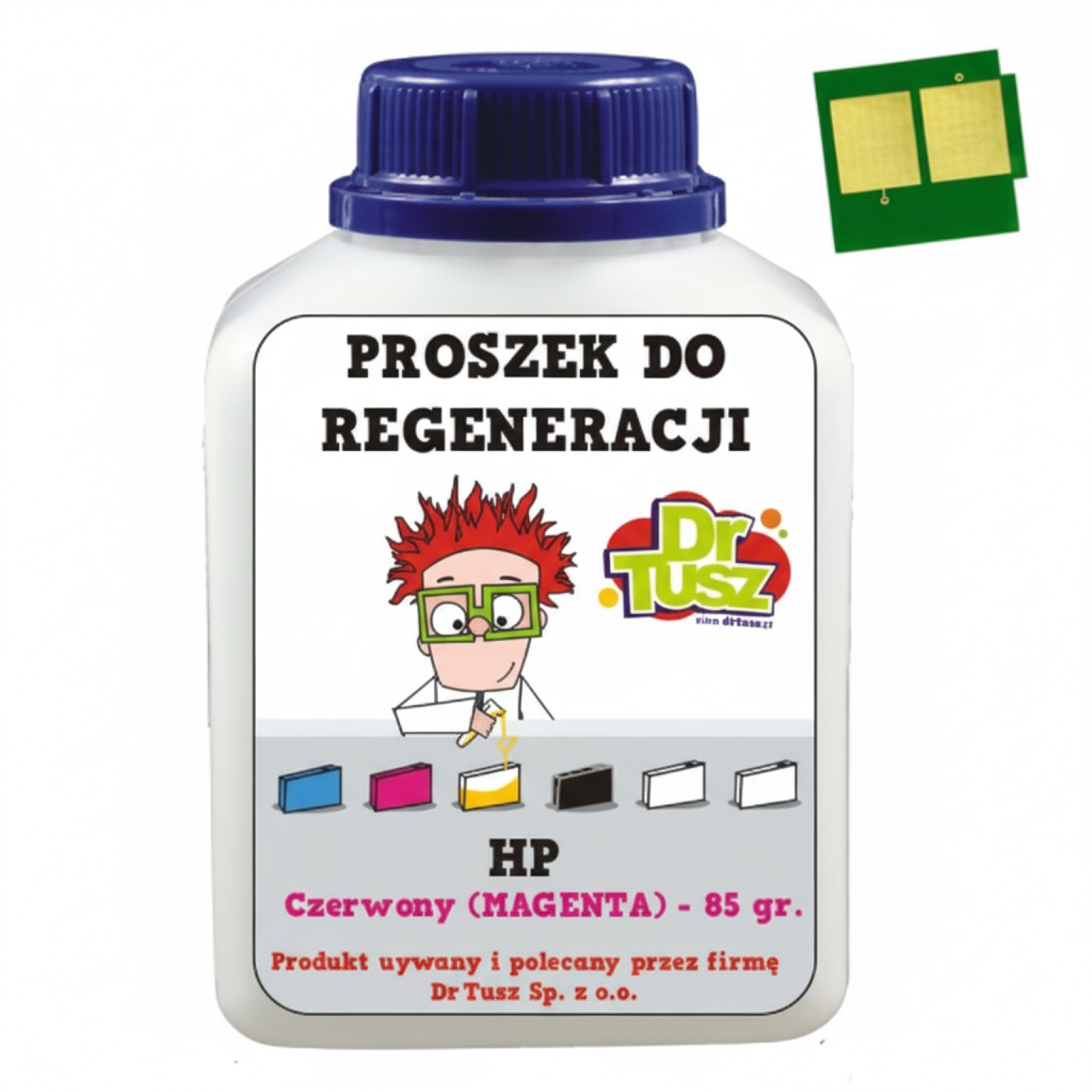 Proszek + Chip do regeneracji wkładu HP 124A (Q6003A) (Purpurowy)