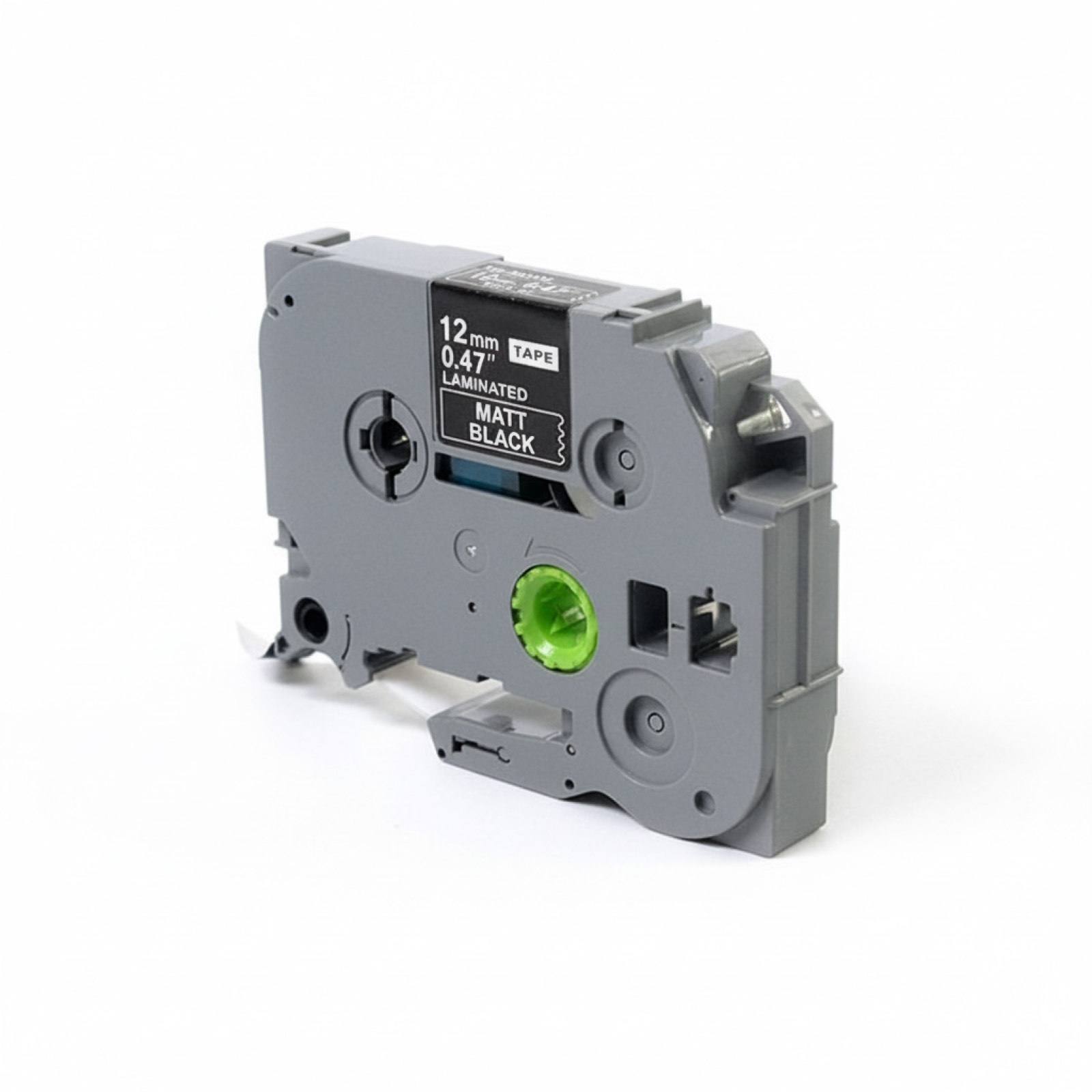 Taśma Zamiennik TZe-MQ335 do Brother (TZe-MQ335) (Czarny matowy) (12 mm, 8 m, Czarna matowa, Biały)