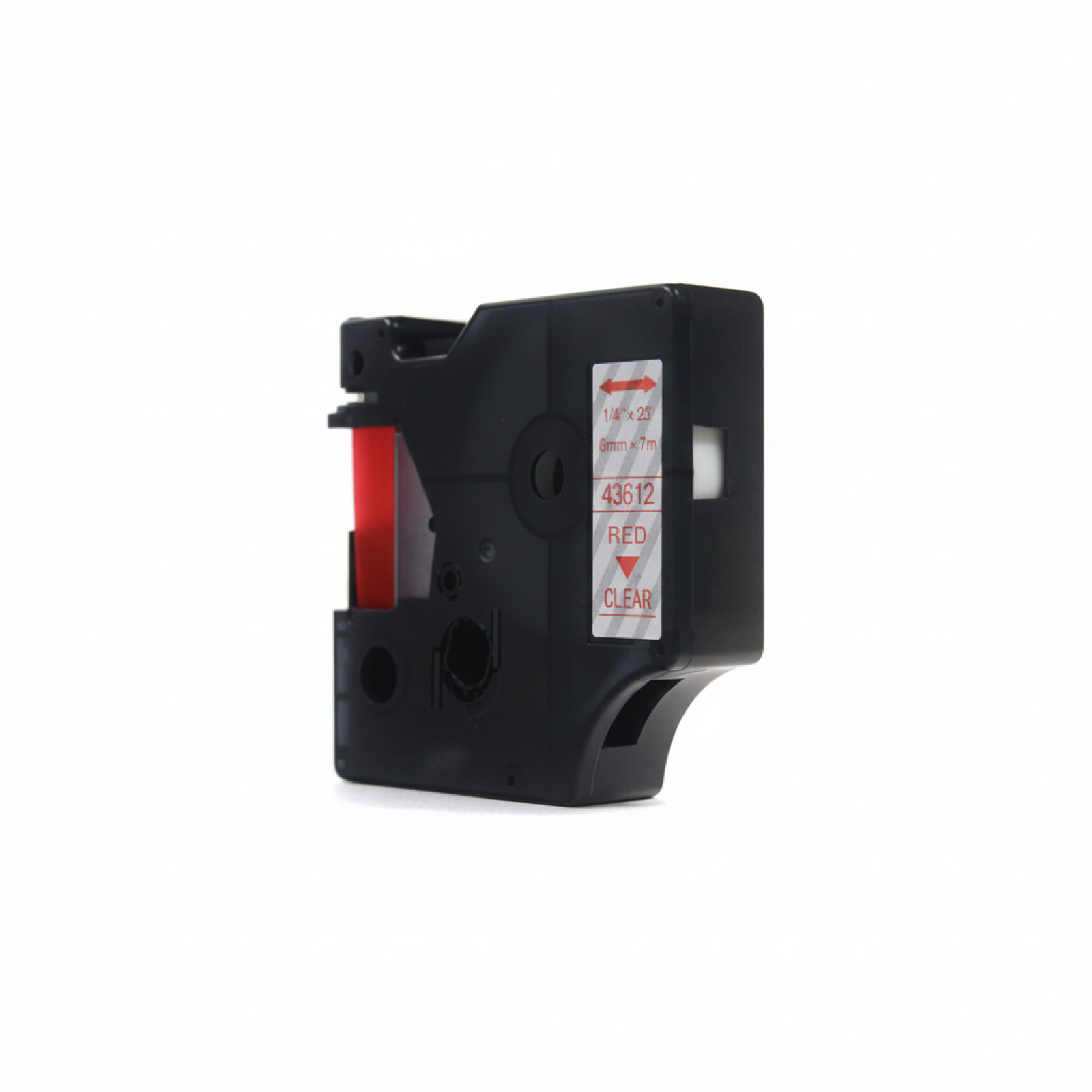 Taśma Zamiennik D1-43612 do DYMO (D1-43612) (Przezroczysty) (6 mm, 7 m, Przezroczysta, Czerwony)