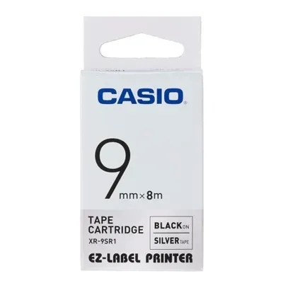 Taśma Barwiąca Oryginalna Casio XR-9SR1 (XR9SR1) (Srebrny) (9 mm, 8 m)
