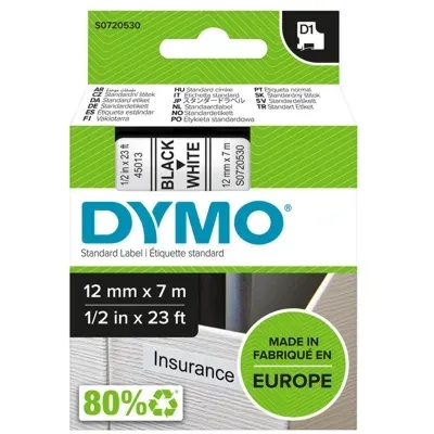Taśma Barwiąca Oryginalna DYMO D1-45013 (D145013) (Biały) (12 mm, 7 m)